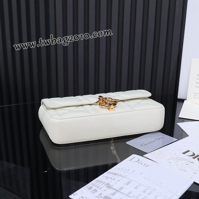 Dior专柜新款迪奥高仿原单白色Miss Daisy羊皮链条肩背包 djfk1451